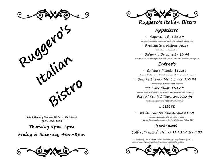 Ruggero's Italian Bistro @ Paris Winery - Paris, TN