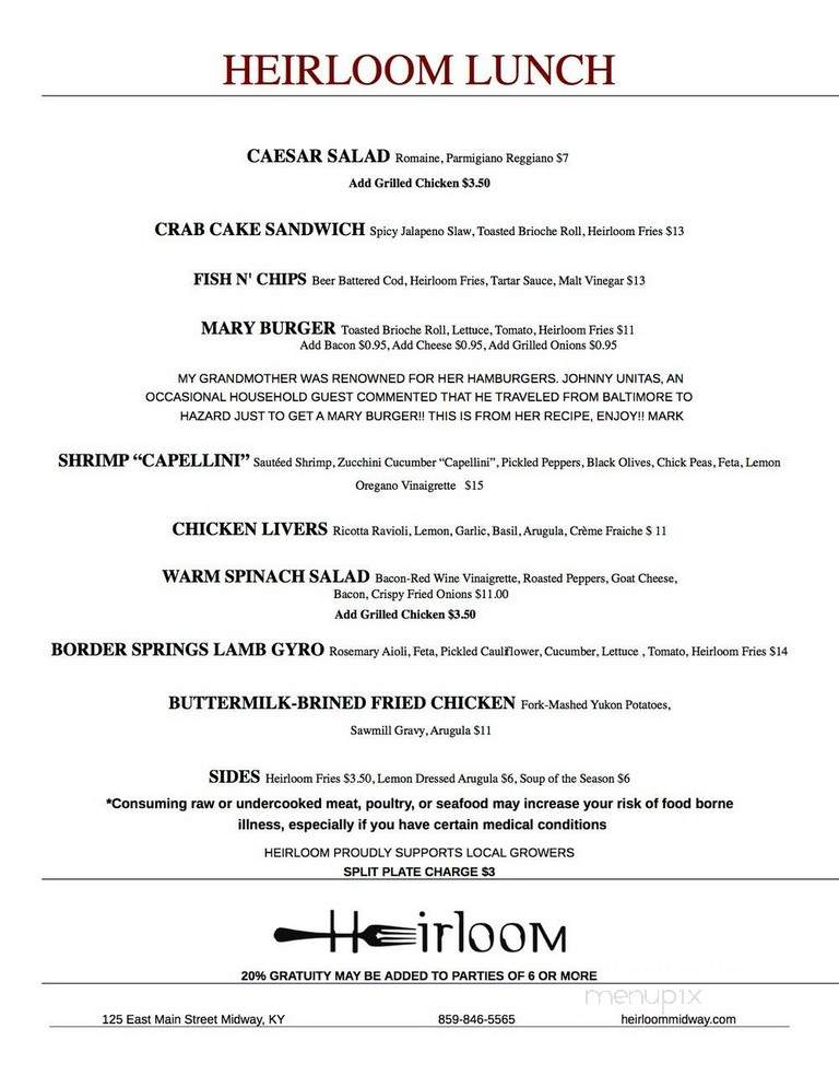 Heirloom Restaurants - Alexandria, KY