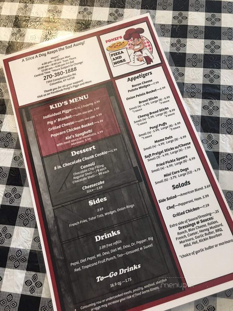 Ponzi's Pizza & More - Columbia, KY