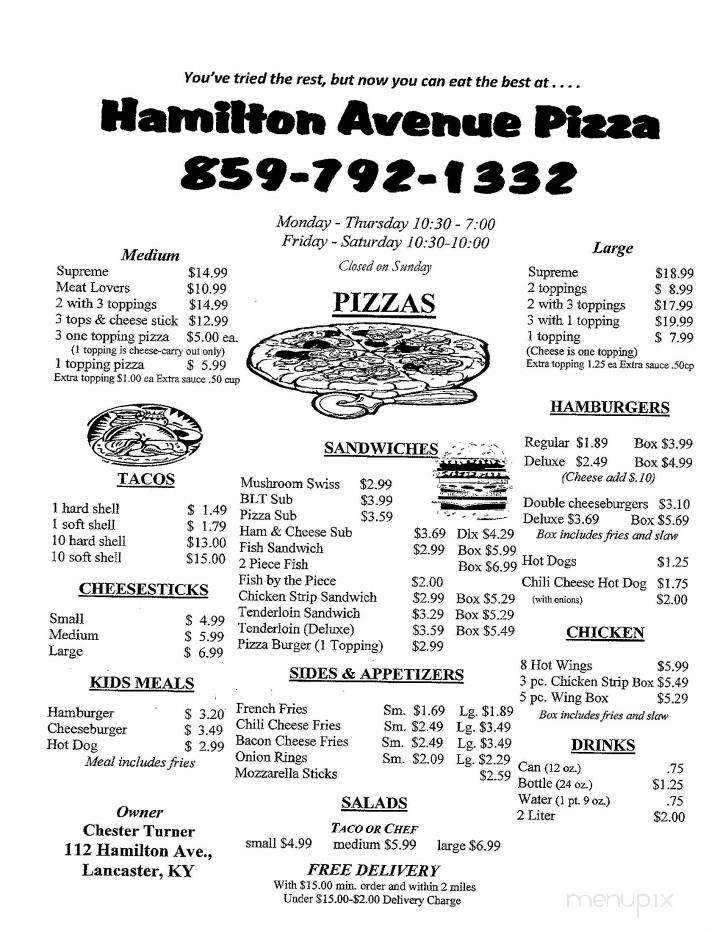 Hamilton Avenue Pizza - Lancaster, KY