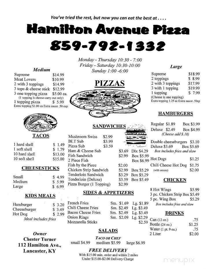 Hamilton Avenue Pizza - Lancaster, KY