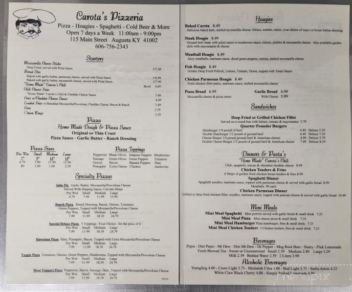 Carota's Pizza - Augusta, KY